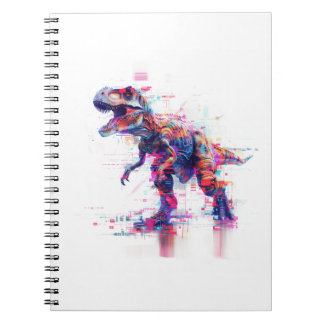 Futuristic Glitch T-Rex Dinosaur Notebook