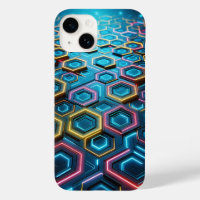 Futuristic Glowing Hexagon Phone Case - Neon Cyber