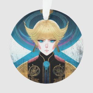 Futuristic Golden Armour Anime Portrait Sci-Fi Cyb Ornament