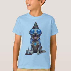 Futuristic Golden Retriever Birthday Boys T-Shirt