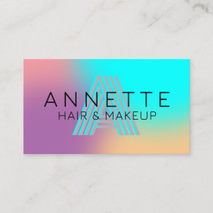 Futuristic gradient colourful monogram business card
