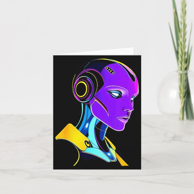 Futuristic Graphic Design Robot 1  Card (Front)