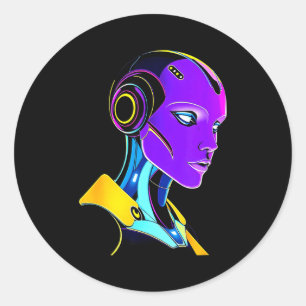 Futuristic Graphic Design Robot 1 Classic Round Sticker