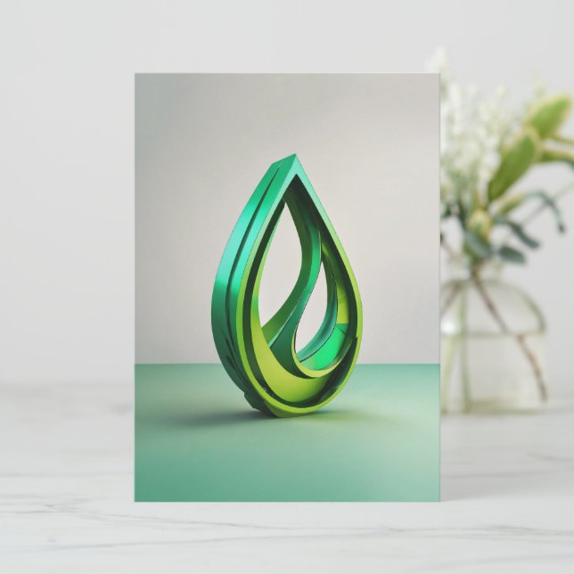 "Futuristic Green Hydrogen Stack Logo Invite" Invitation (Standing Front)