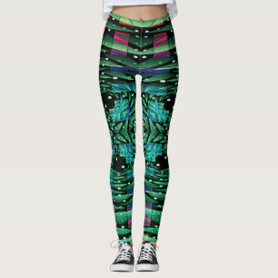 Futuristic Green Kaleidoscope Leggings