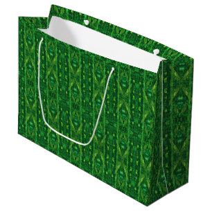 Futuristic green leafy abstract pattern large gift bag