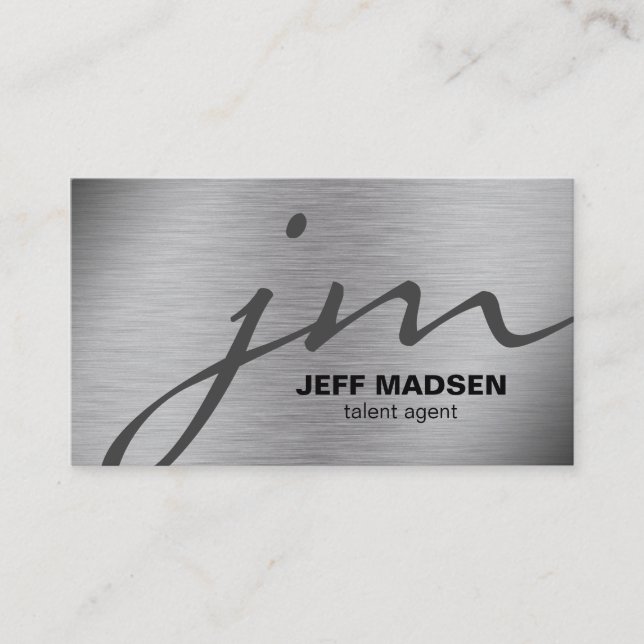Futuristic Grey and Black on Steel Business Card (Front)