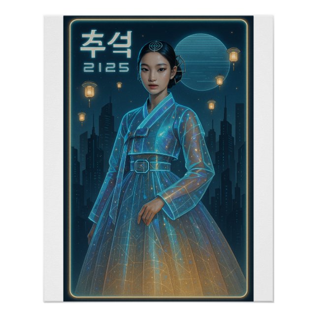 Futuristic Hanbok Chuseok  – Korean Sci-Fi Art Poster (Front)