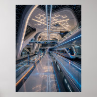 Futuristic High-Speed Train Station