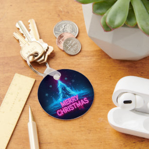 Futuristic Holiday Glow Design Key Ring