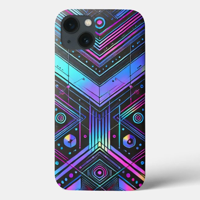  Futuristic Holographic Cyberpunk iPhone 13 Case (Back)