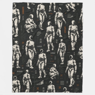 Futuristic Humanoid Robot AI Android Sci-Fi Art Fleece Blanket