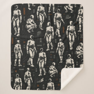Futuristic Humanoid Robot AI Android Sci-Fi Art Sherpa Blanket
