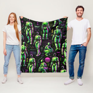Futuristic Humanoid Robot Art AI Android Sci-Fi Fleece Blanket