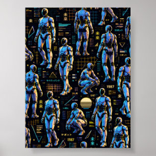Futuristic Humanoid Robot Art AI Android Sci-Fi Poster