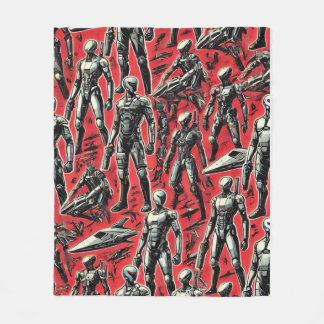 Futuristic Humanoid Robot Pattern | AI Robotics Sc Fleece Blanket