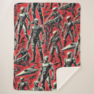 Futuristic Humanoid Robot Pattern | AI Robotics Sc Sherpa Blanket