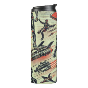 Futuristic Humanoid Robot Pattern   AI Robotics Sc Thermal Tumbler