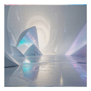 Futuristic Ice Cave Surreal Dreamlike Fantasy Land Poster