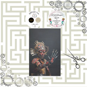 Futuristic Indian Chief Robotic Decoupage  Tissue Paper