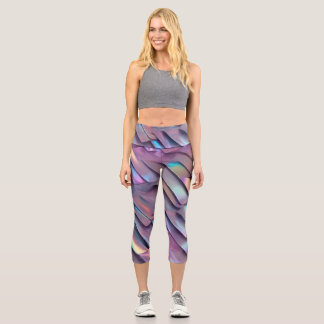 Futuristic iridescent/abstract holographic capri leggings