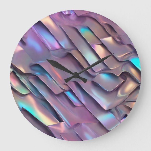 Futuristic iridescent/abstract holographic  large clock (Front)