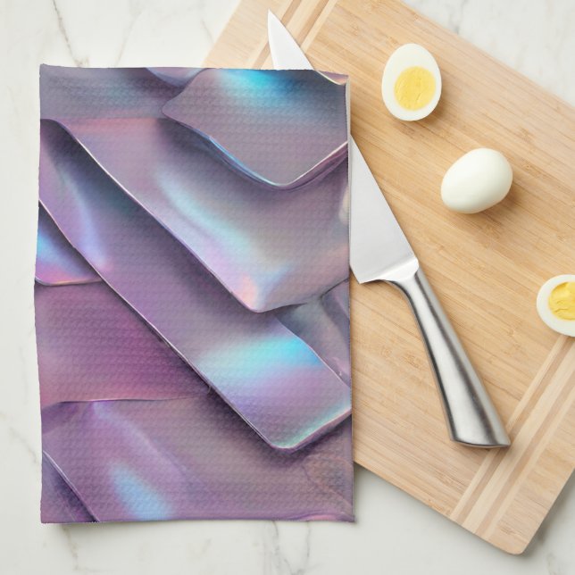 Futuristic iridescent/abstract holographic  tea towel (Quarter Fold)