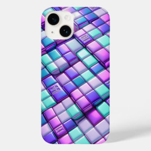 Futuristic Iridescent Tech Grid Phone Case - Metal
