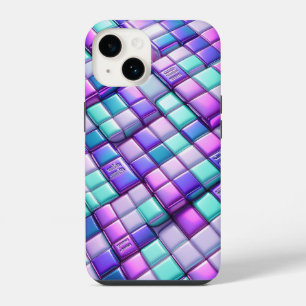 Futuristic Iridescent Tech Grid Phone Case - Metal