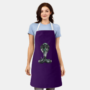 Futuristic Liquid Metal Chrome Cobra Emerald Green Apron