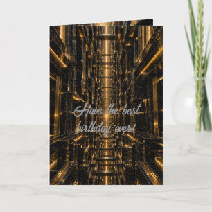 Futuristic Marble Gold Neon SciFi Architecture Card
