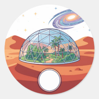 Futuristic Mars Colony Space Bio Dome Classic Roun Round Sticker