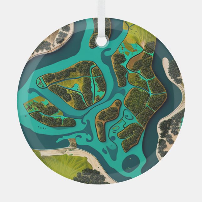 Futuristic Marshlands Glass Tree Decoration (Front)