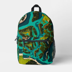 Futuristic Marshlands Printed Backpack