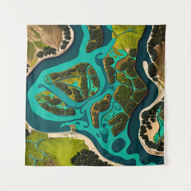 Futuristic Marshlands Tapestry (Front)