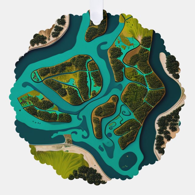 Futuristic Marshlands Tree Decoration Card (Front)