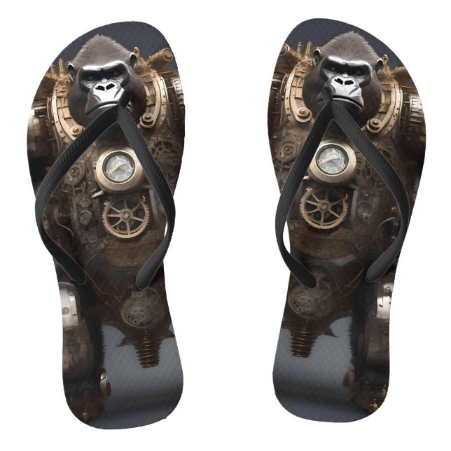 Futuristic Mechanical Steampunked Gorilla,  Jandals (Footbed)
