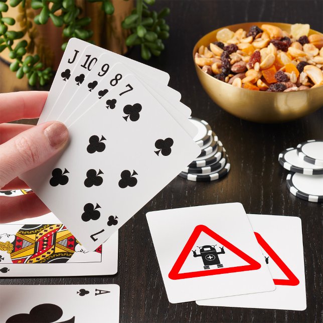 Futuristic Medical Bot Caution Sign Playing Cards (Creator Uploaded)