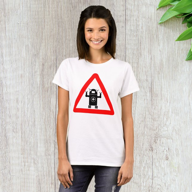 Futuristic Medical Bot Caution Sign T-Shirt (Creator Uploaded)