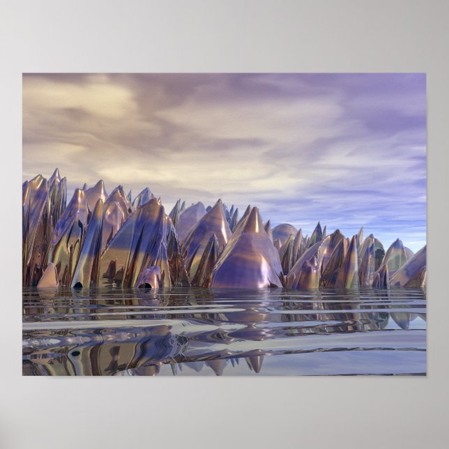 Futuristic Metallic Landscape Poster (Front)