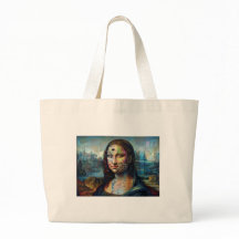 Futuristic Mona Lisa Jumbo Tote Bag