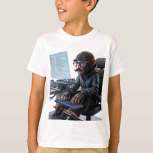 Futuristic Monkey Hacker in Groucho Marx Disguise T-Shirt