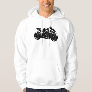 Futuristic Motorcycle Black White Vector Hoodie