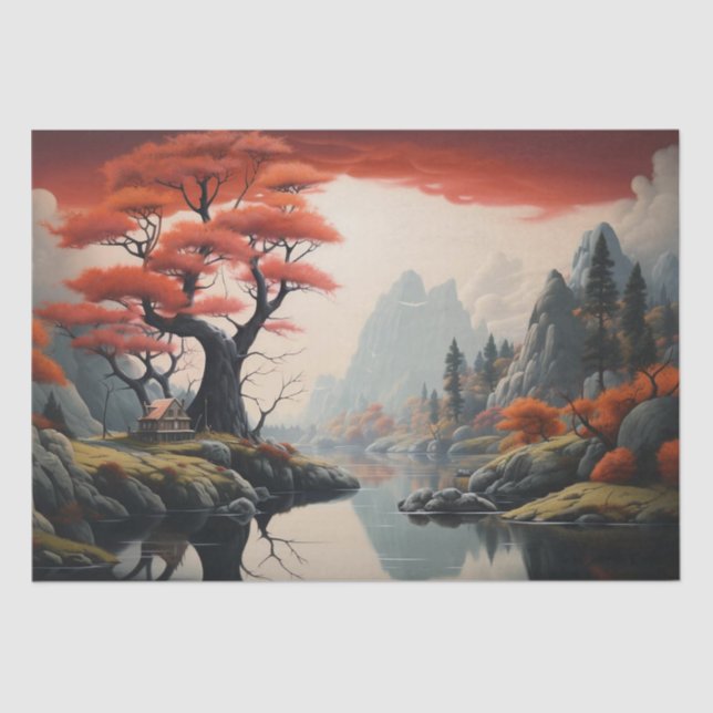 Futuristic Nature Surreal Art Decoupage print Tissue Paper (Front)