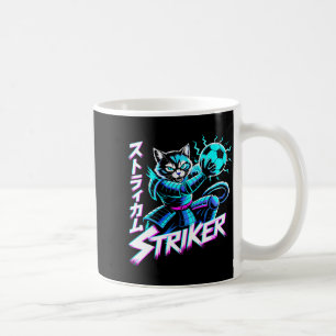 Futuristic Neon Cat Striker Cyberpunk Soccer Fans  Coffee Mug