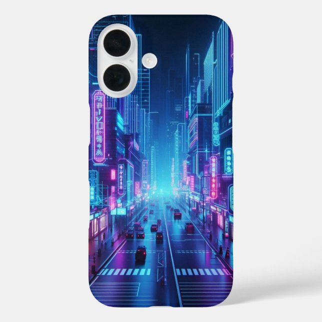 futuristic neon cityscape Case-Mate iPhone case (Back)