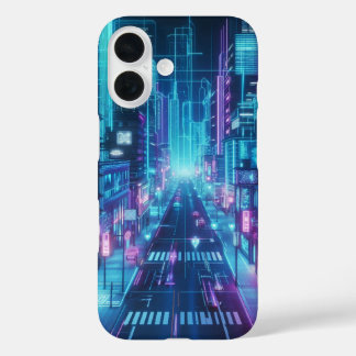 futuristic neon cityscape iPhone 16 case