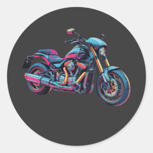 Futuristic Neon Cyberpunk Motorcycle Art Classic Round Sticker