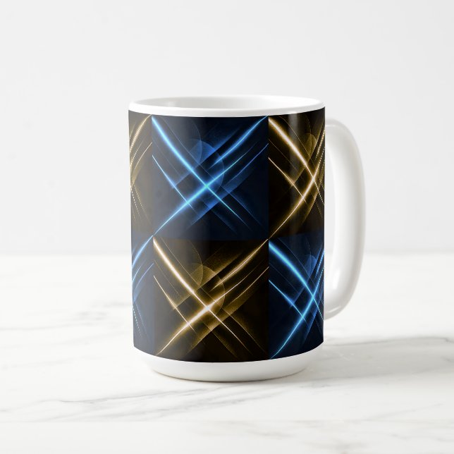 Futuristic Neon Geometric Coffee Mug (Front Right)