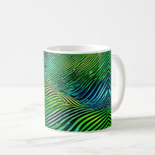 Futuristic Neon Green Stripes Coffee Mug
